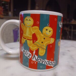 Mug Christmas Gingerman Theme Red & Green White